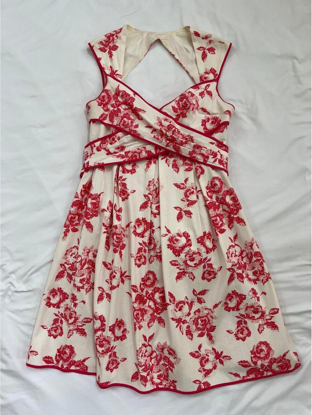 Jessica Simpson women’s size 14 coral and ivory cross wrap tie back dress